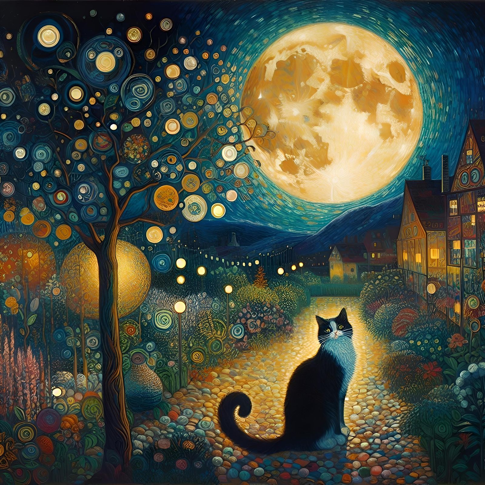 Cat and Moon