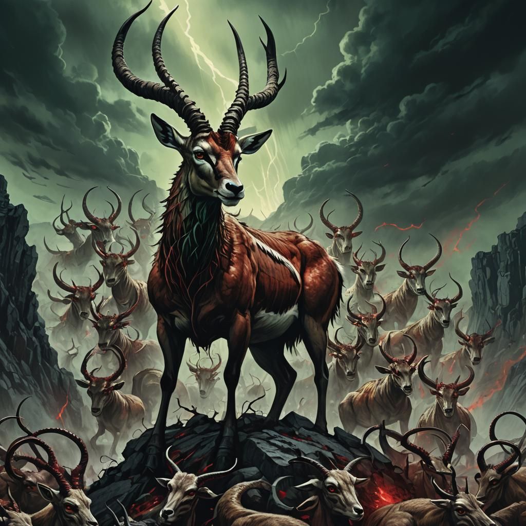 Gothic Springbok Monarch in the Land of Skulls, Inspired by...