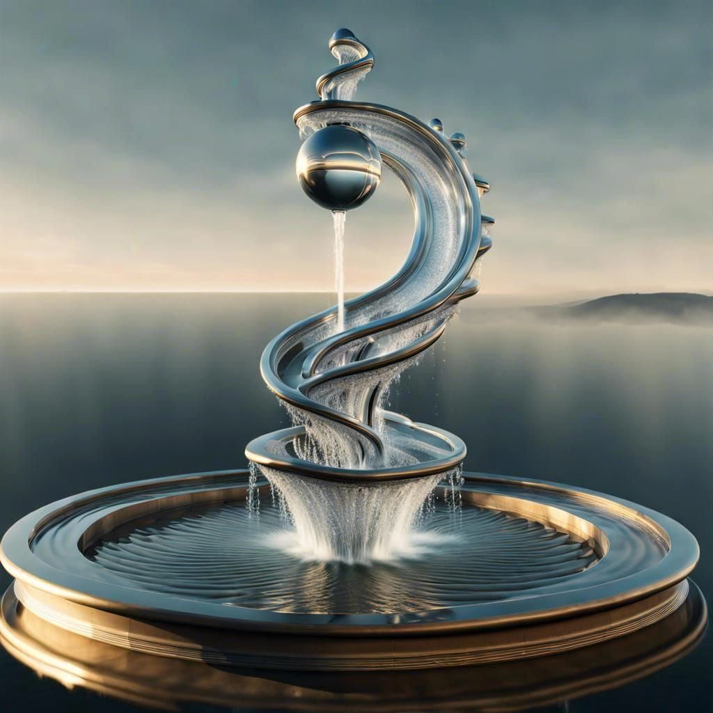  M.C. Escher stylized jetting water fountain   by @SummaNullaOne