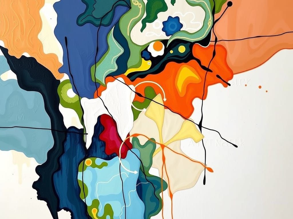 Abstract Art with Complementary Colors and Fine Details