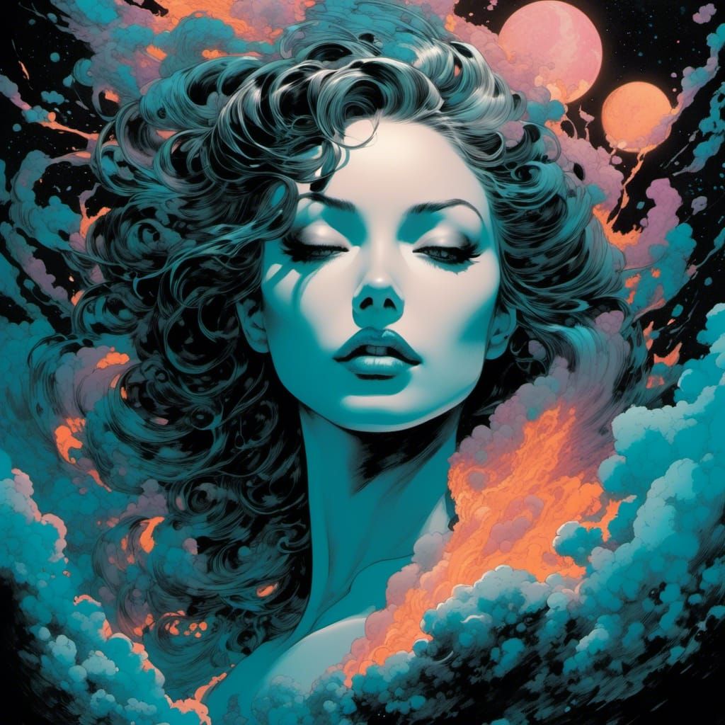 <lora:Graphic Meld:0.67>THe best clouds and fog with gody rays dripping Art black and teal haze, Smoke and fog,  ::  complex charcoal drawin...