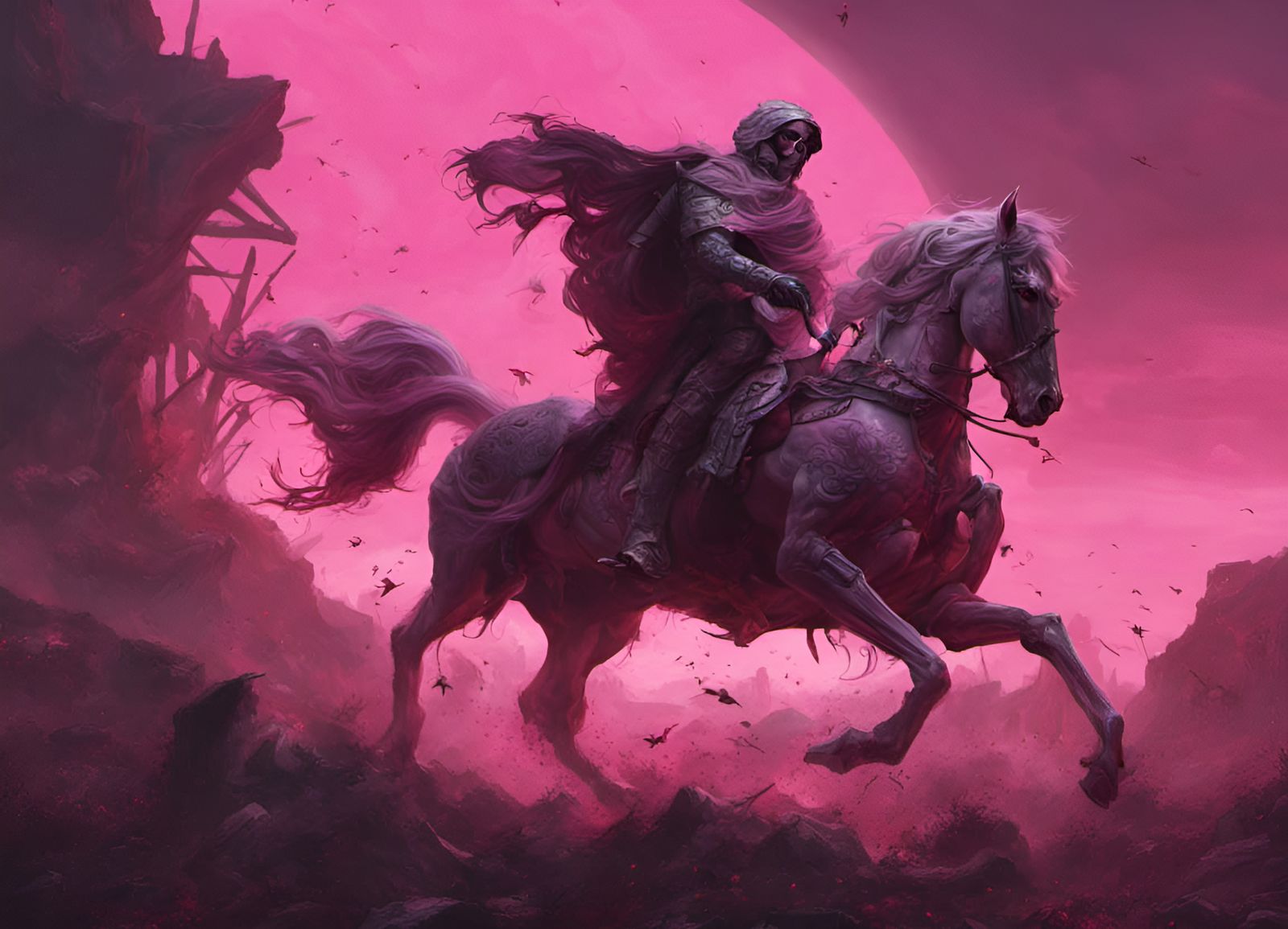death rides a pale horse (in pink) AI Generated Artwork NightCafe