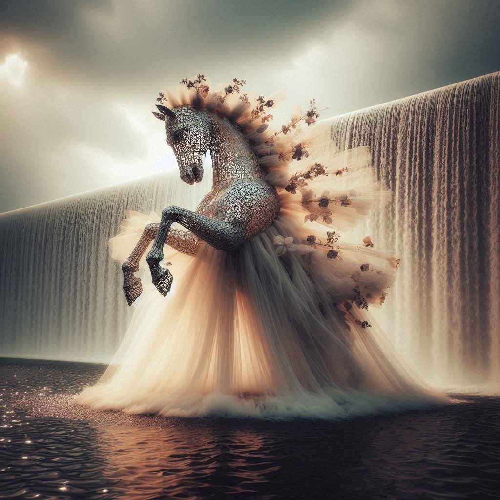 Horse tulle sculpture