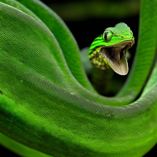 An Emerald Tree Boa doing his best impression of Kermit the frog - AI ...