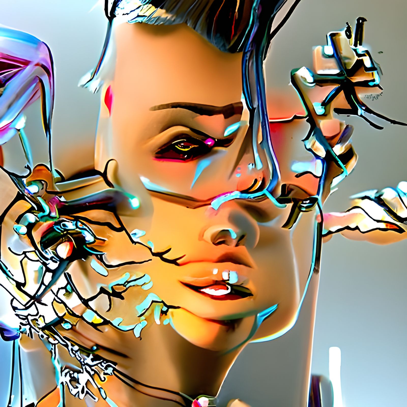 Woman Fragmented 2 - AI Generated Artwork - NightCafe Creator