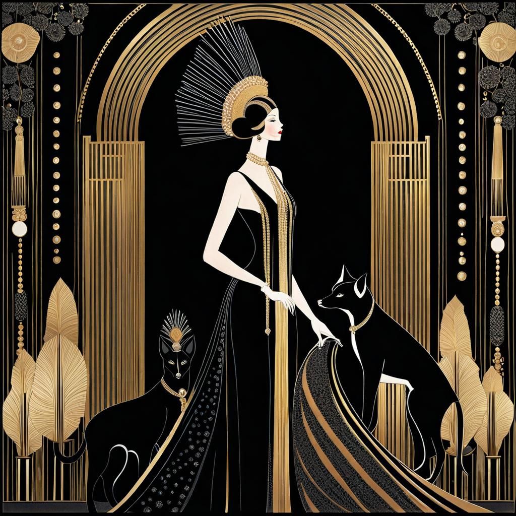 Art-deco illustration by Erté is “Symphony in Black”.   by @Ria