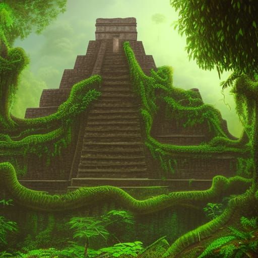 Mayan temple in the jungle - AI Generated Artwork - NightCafe Creator