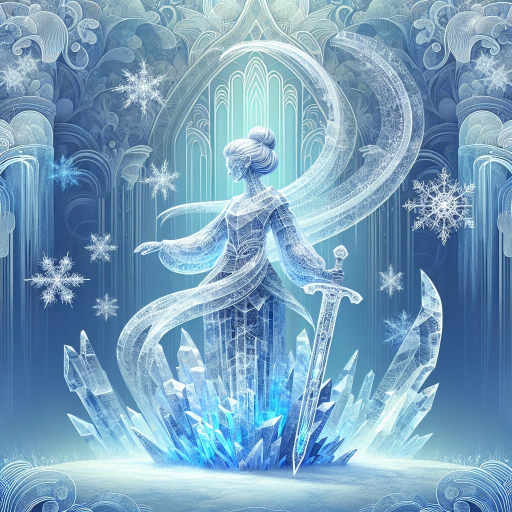 Majestic Ice Elemental with Mystical Sword  by @Jane77755