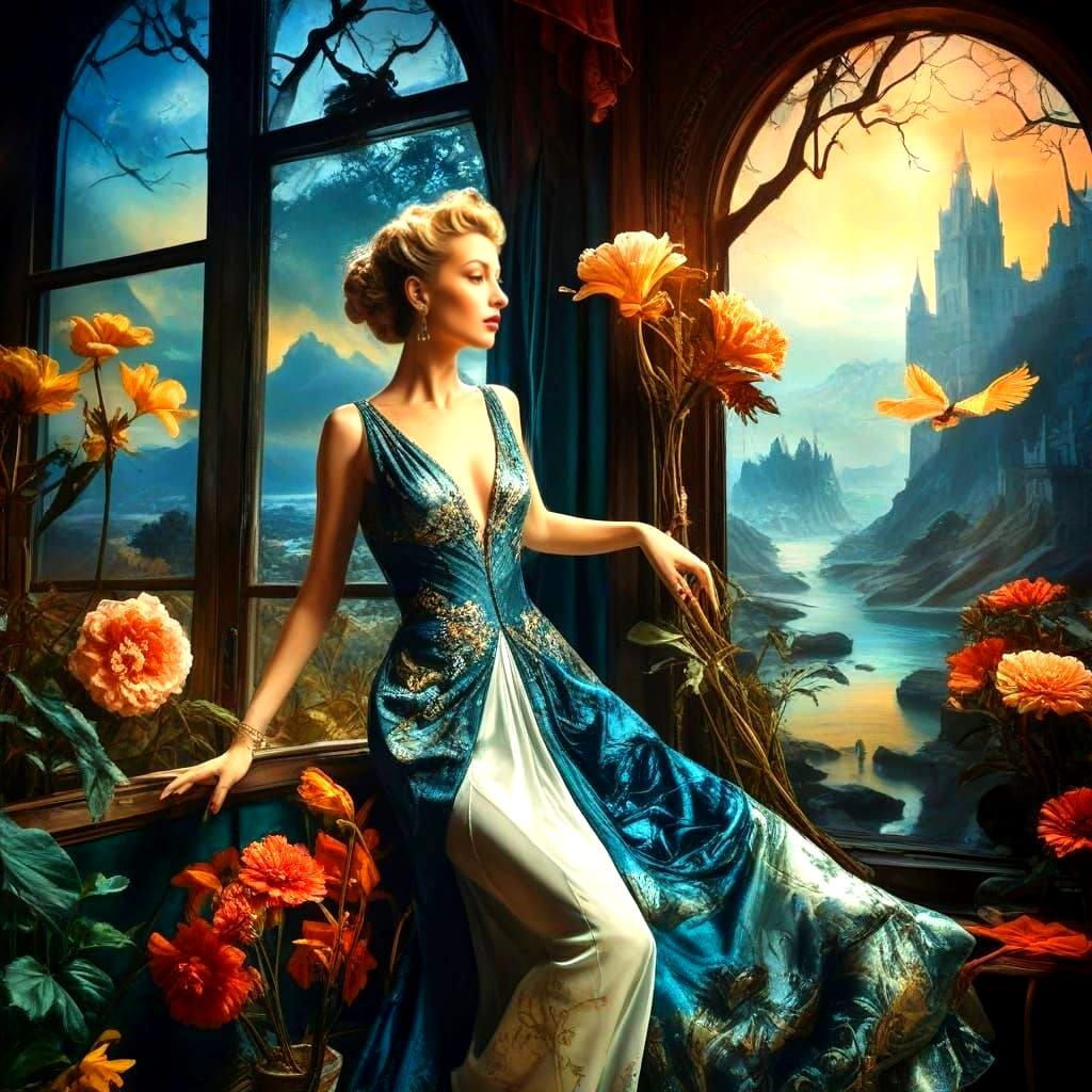 Surreal Lady in Extravagant Surroundings