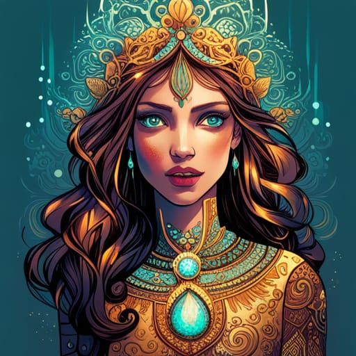Radiant Persian Royalty in Ethereal Digital Art