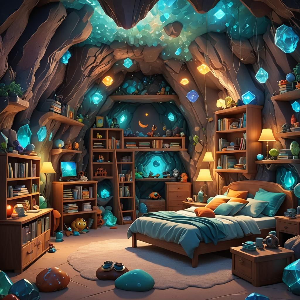 Little boy's bedroom set inside a beautiful Underground Biol...