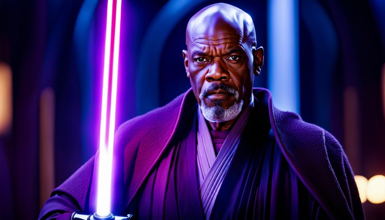 star wars, samuel jackson as master jedi mace windu with big afro hair ...