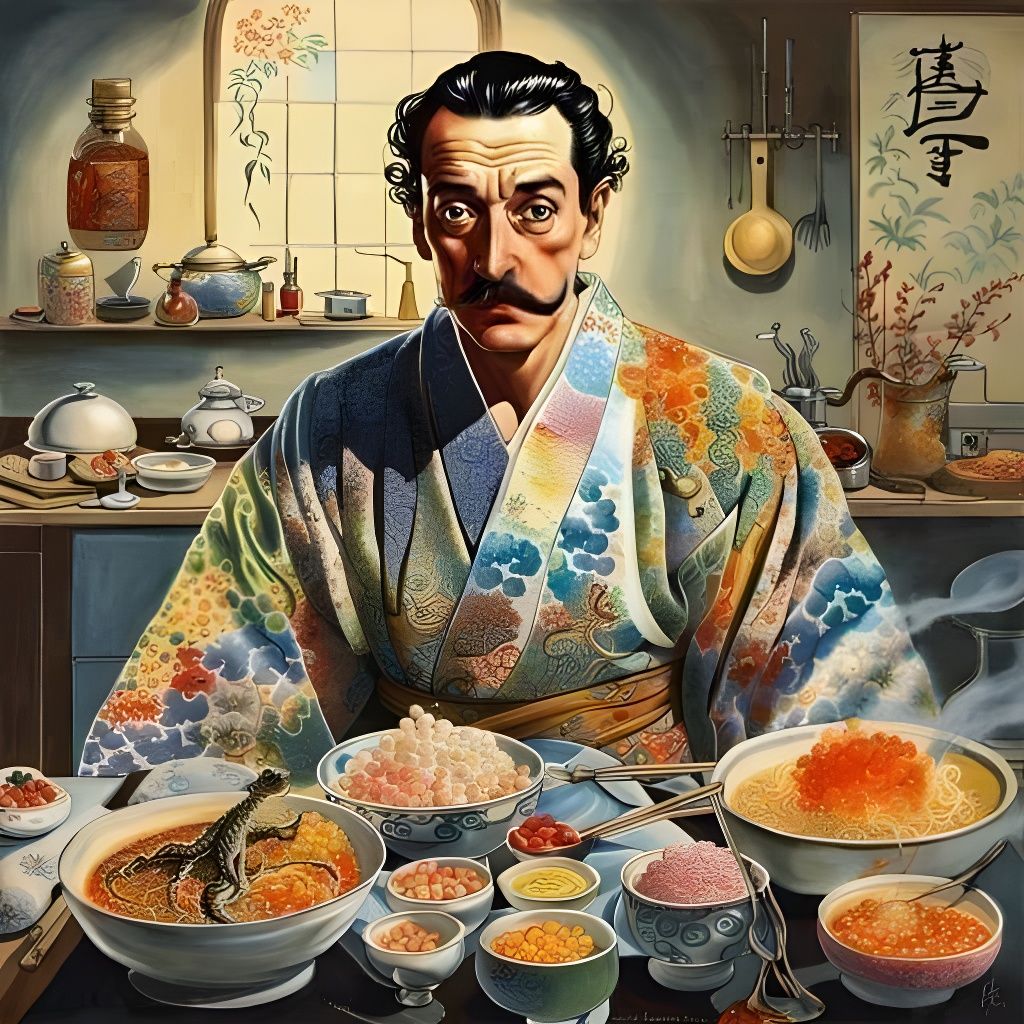 Salvador Dali catering in a Japanese restaurant  by @Pascoal