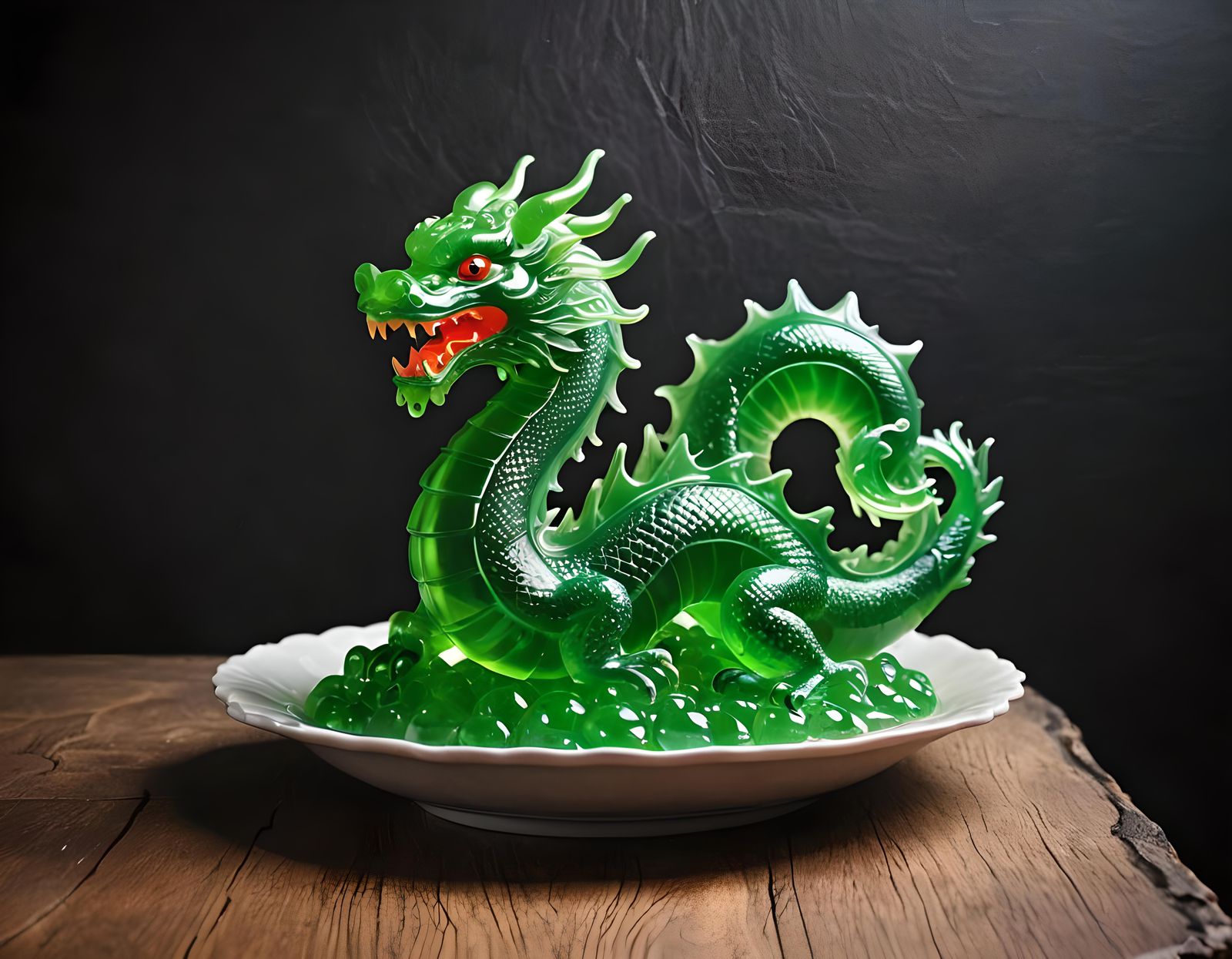Magic inner glowing Jelly gelatin Chinese Dragon  by @Artificial Intelligence Artist
