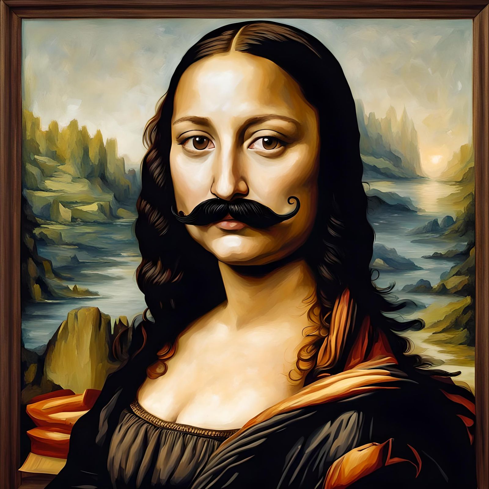 Make a portrait painting of Mona Lisa with a mustache - AI Generated ...