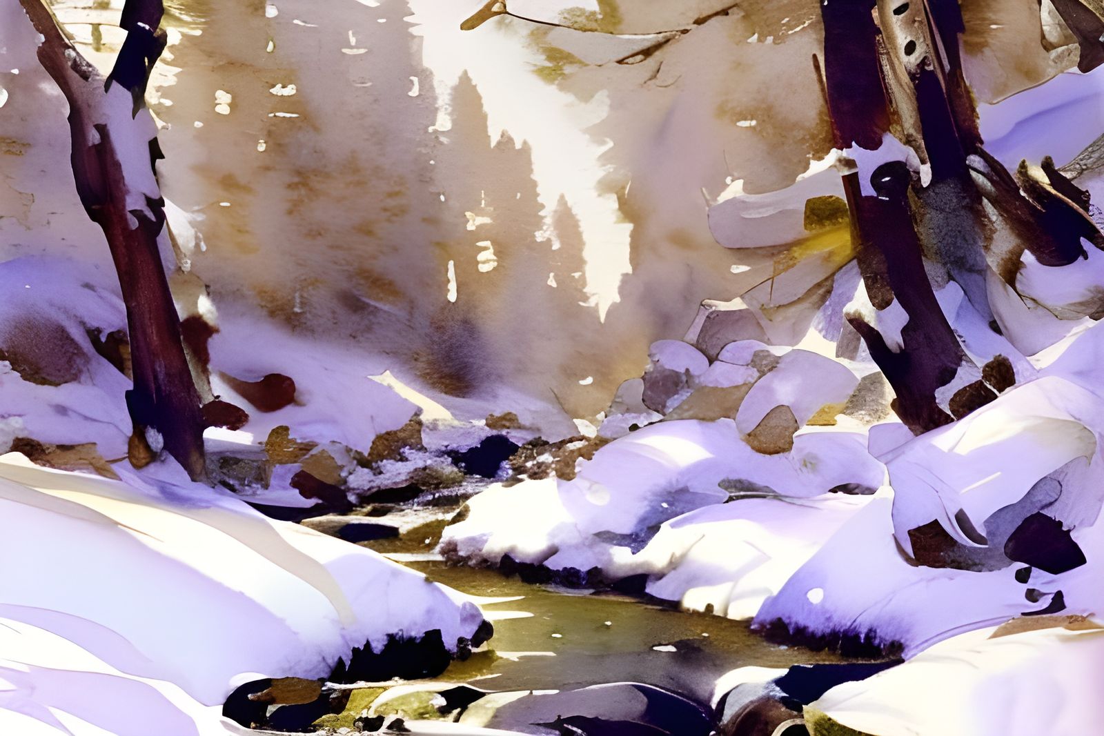 Fast-running creek from heavy snow undefined