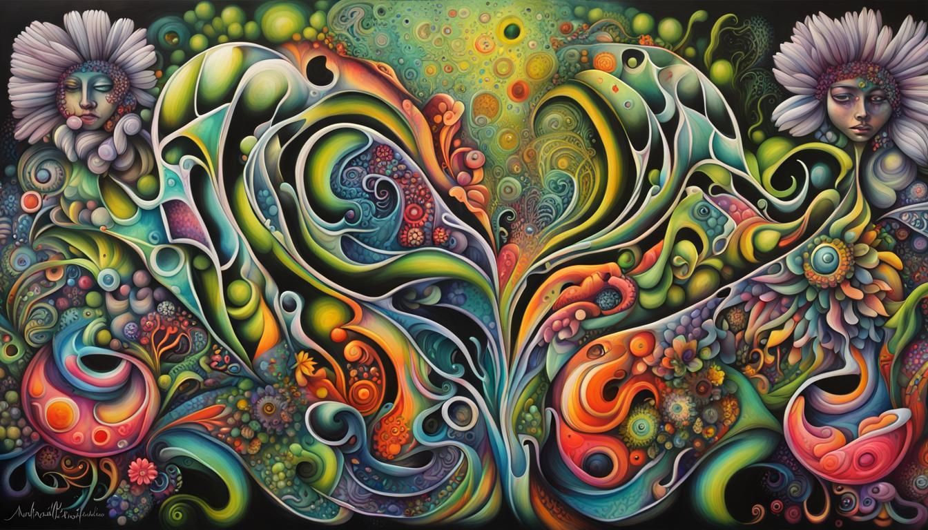 Anthropometric Flora intuitive hyper adaptive 3-manifolds, love inspired graffiti art, splash art, street art, spray pai...