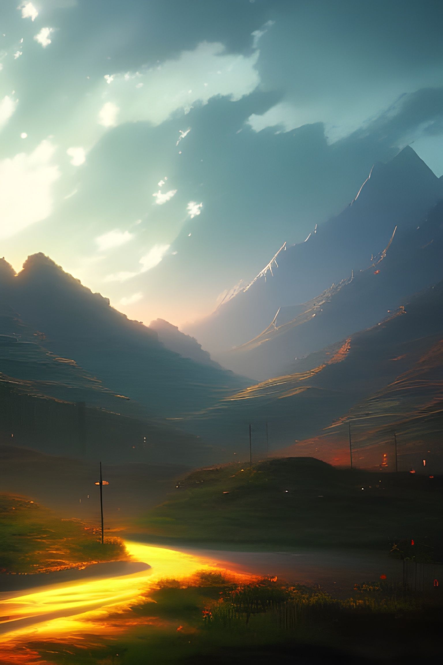 Surreal Zombiecore Cityscape Blooms in Deep Color