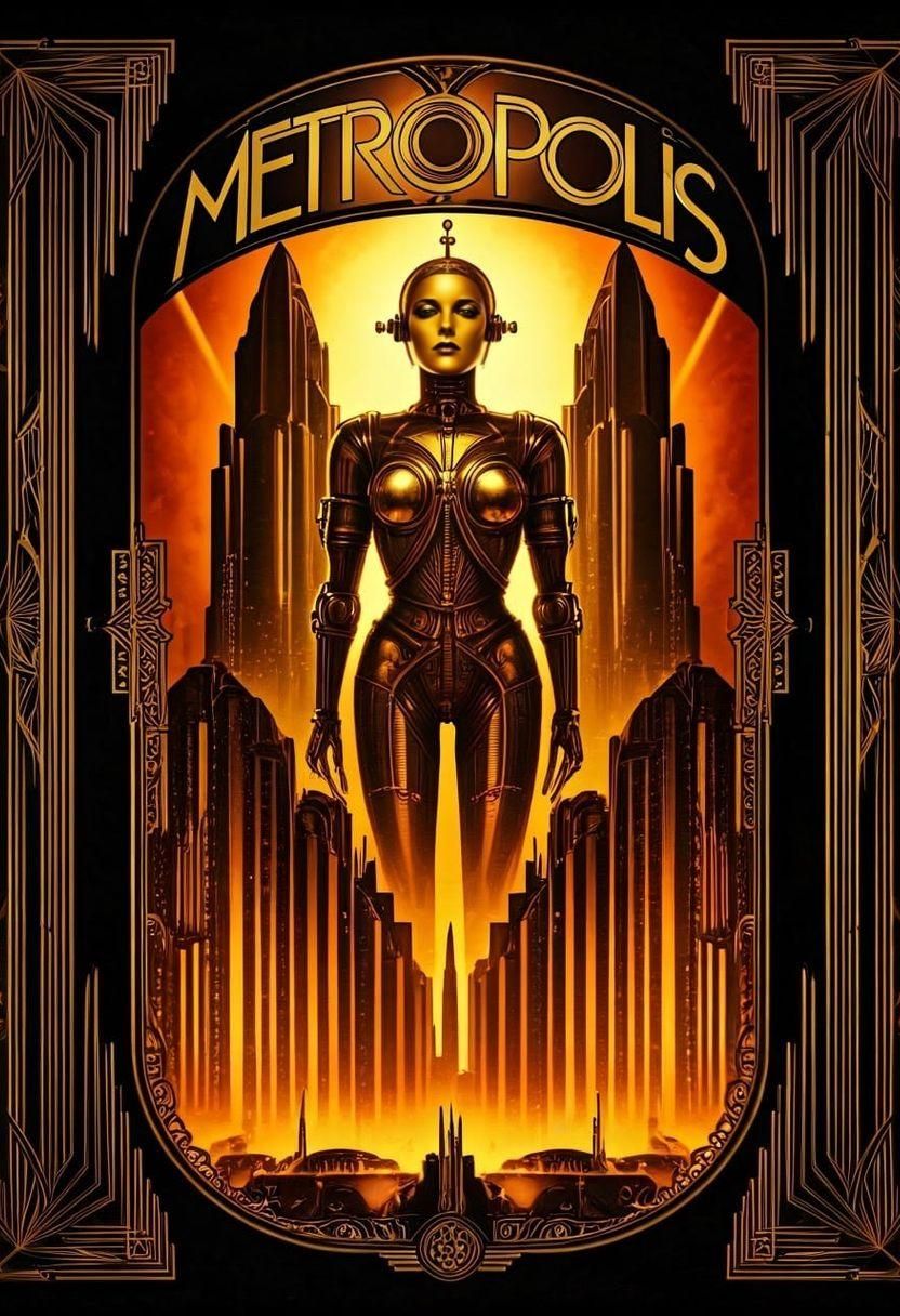 Art deco movie poster for 1927 Fritz Lang movie Metropolis 