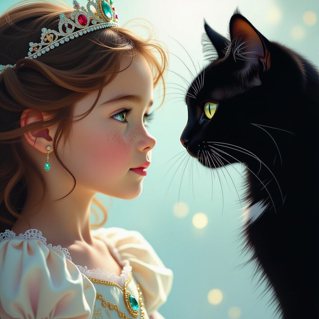 Girl and Cat Portrait in Comic Book Style