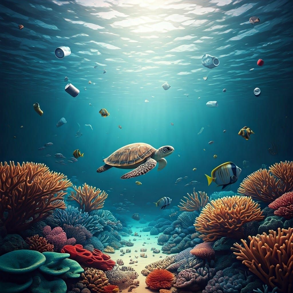 Harmony of Life, Tragedy of Neglect: A Futuristic Ocean Scen...