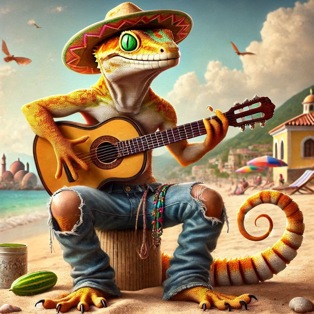 Gecko and guitar