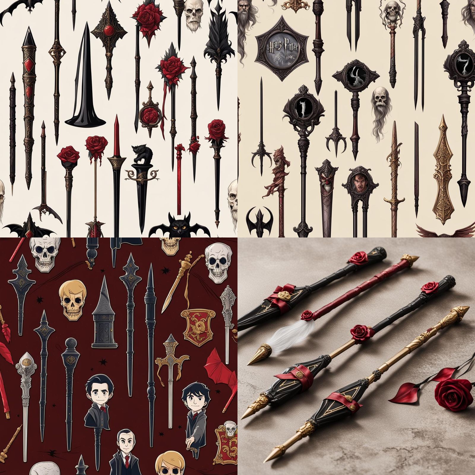 Harry potter wands with a vampire theme 