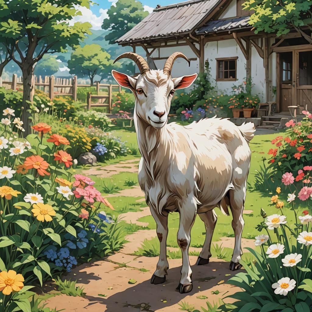 Life in the Countryside - Goat in the Farmhouse Garden.   by @KLP-Magick