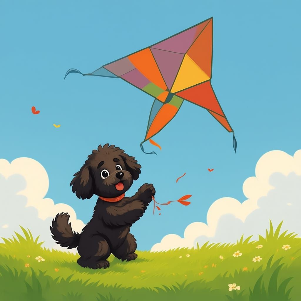 Fluffy black dog play a ball intricate mech details, ground level shot, 8K resolution, Cinema 4D, Behance HD, polished metal, Unreal Engine ...