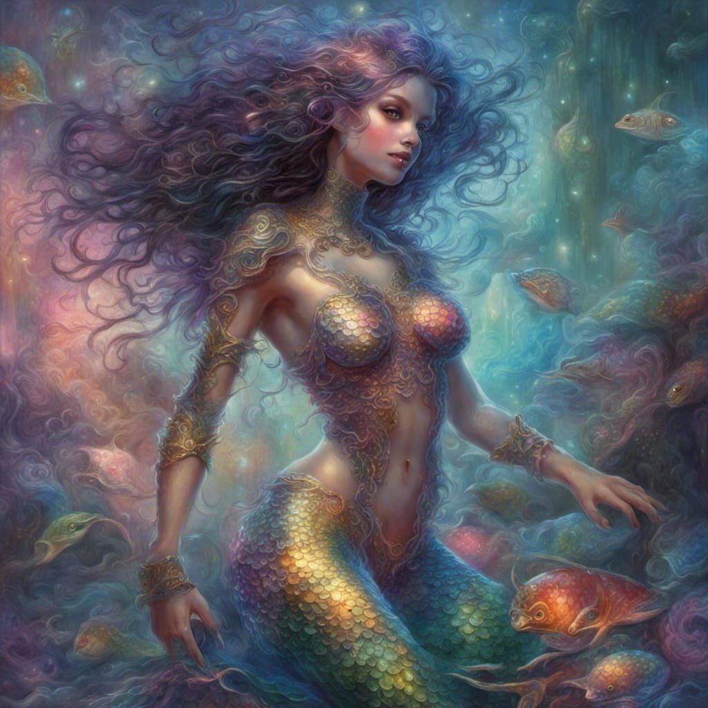 A mystical cyborg mermaid  by @LIRO