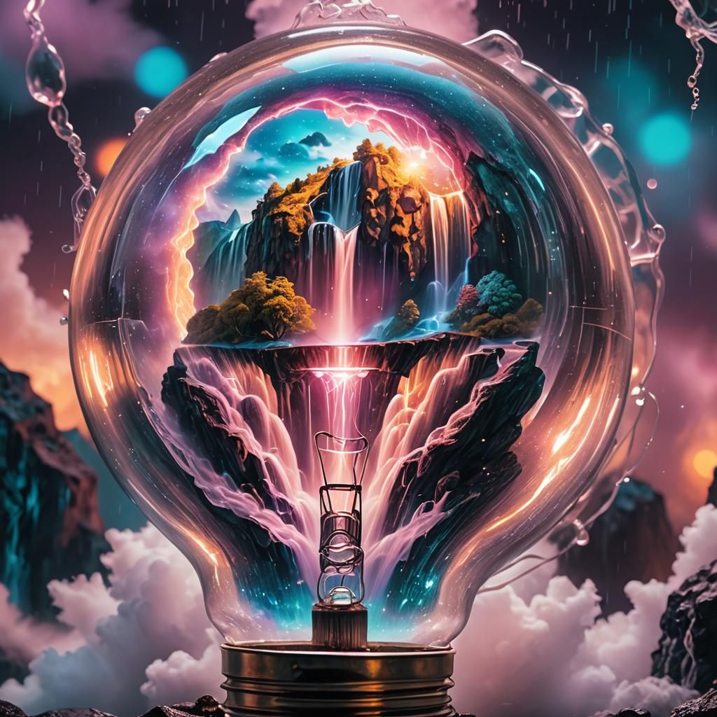 light bulb waterfall  by @Maryi