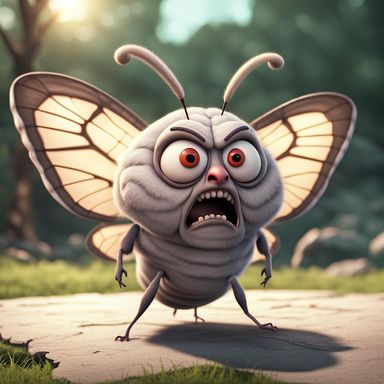 A very angry CGI cartoon moth outdoors - AI Generated Artwork ...