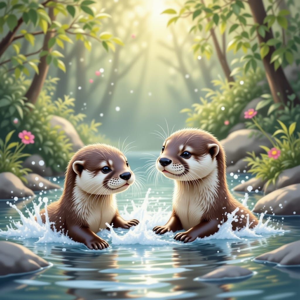 Cute Baby Otters having fun <lora:Cute Baby Otters:1.0>