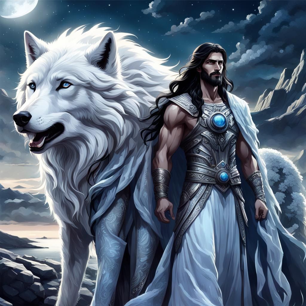 Ethereal Goddess Stands Beside a Chiseled Hero Under a Vibra...