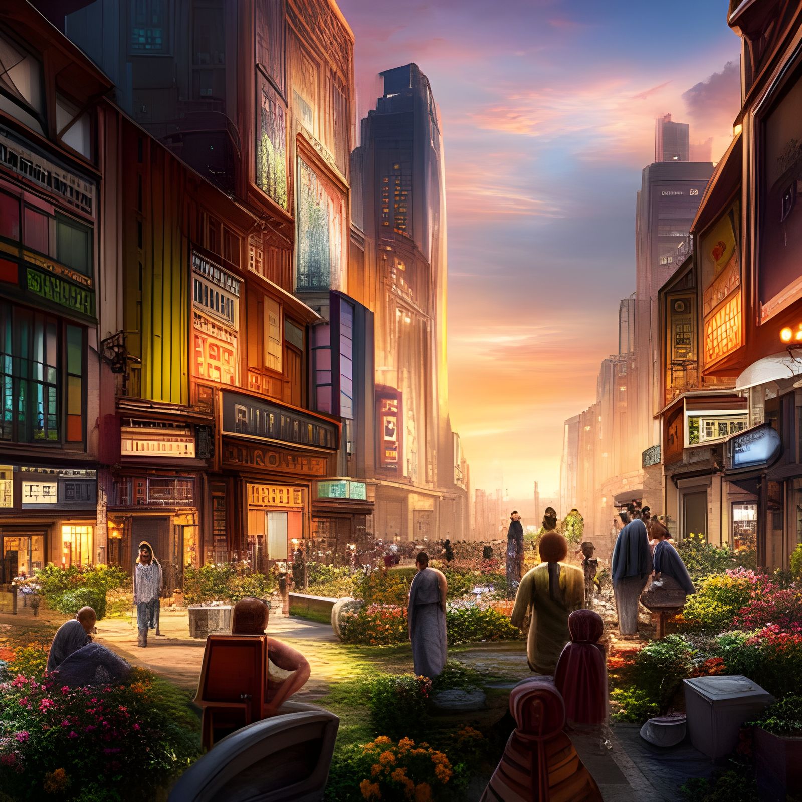High-opulent city, cinematic, flowery, creation, imagination  by @NewAgerJul