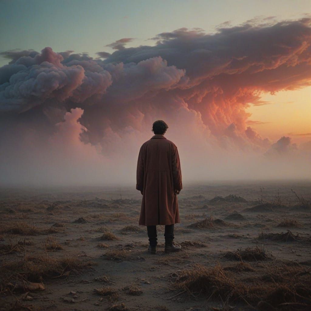 Ethereal Figure in Dreamlike Landscape