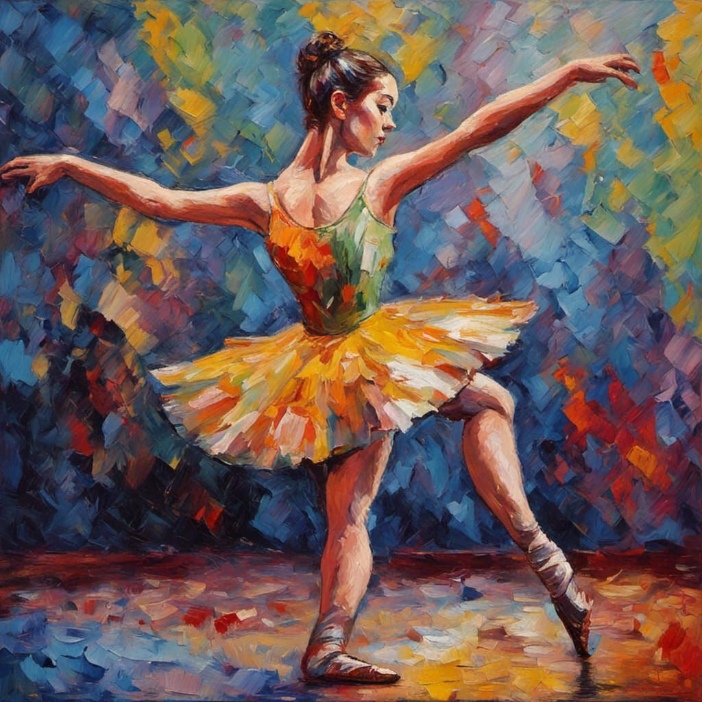 BALLET DANCER TAKING A BOW neo-impressionism expressionist style oil ...