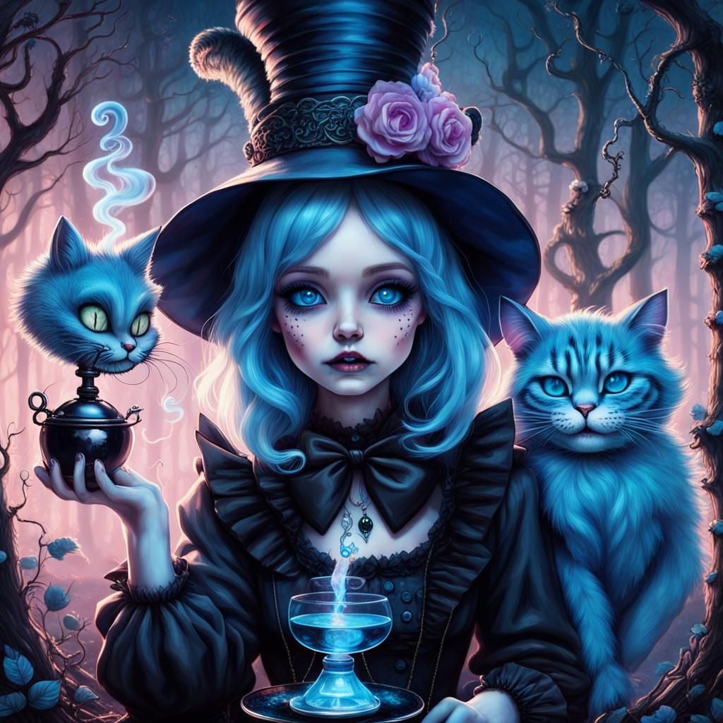 Goth Alice: Partaking - AI Generated Artwork - NightCafe Creator