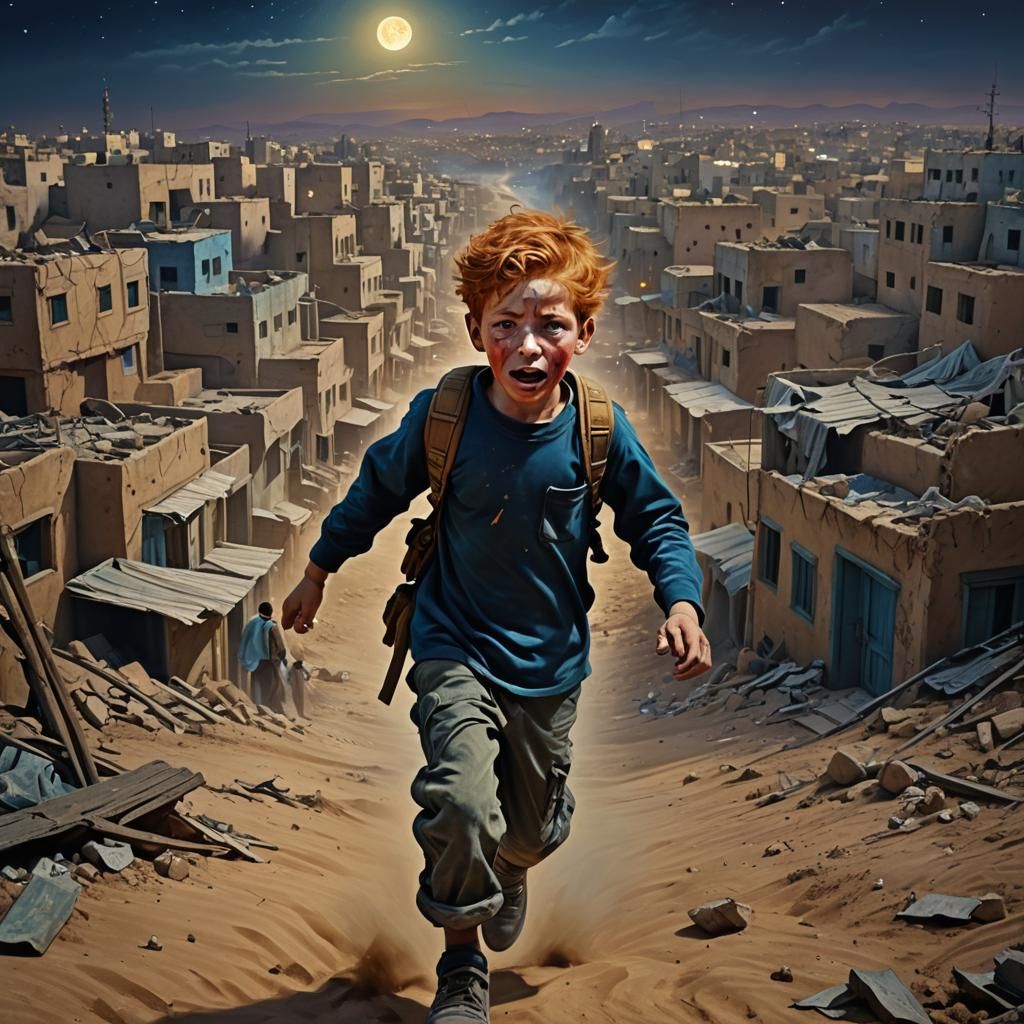 Ginger-Haired Boy Dragged Away to Gaza in a Moonlit Desert L...