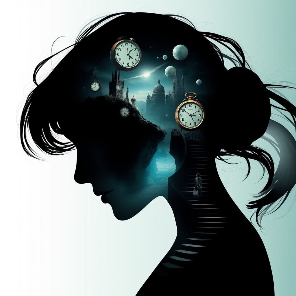 Surreal Dreamscape Inside Female Silhouette