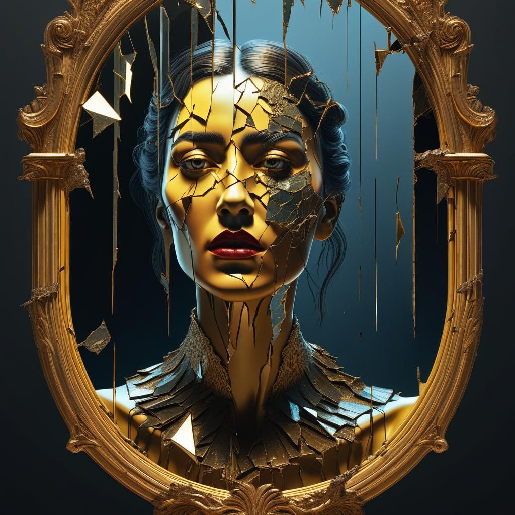 mirror revealing a shattered woman  by @DJDiztorted