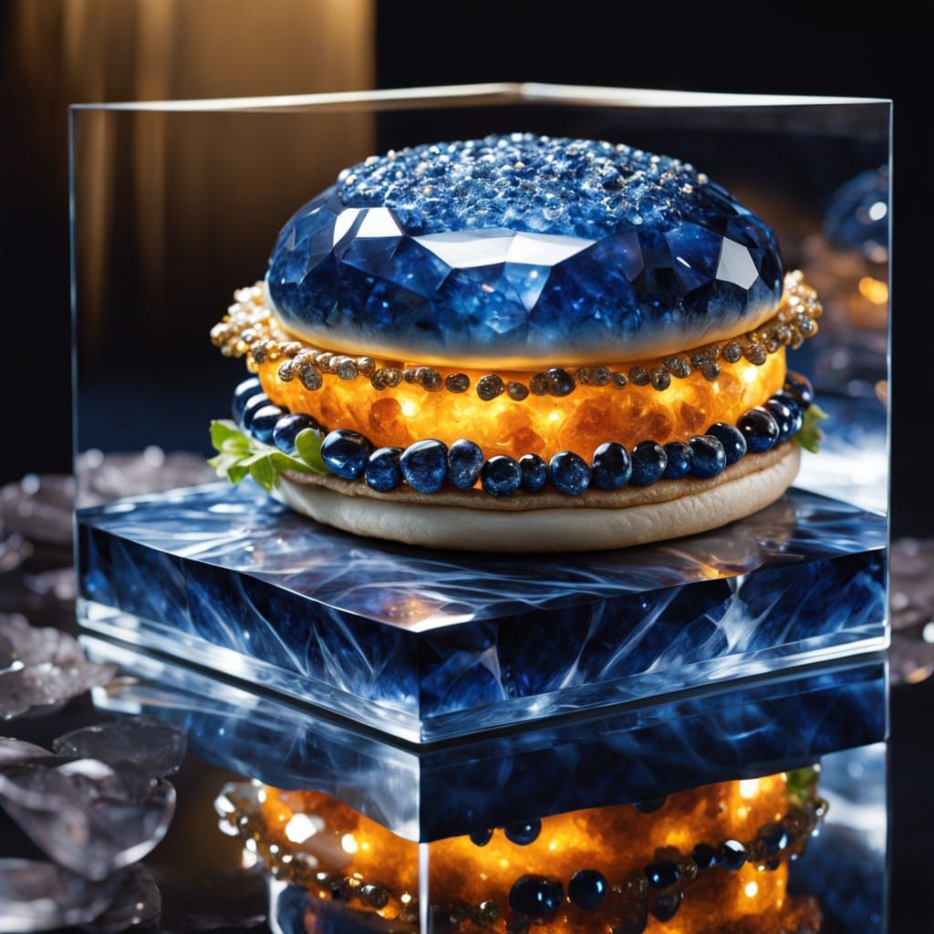  McDonald's-style burger made entirely of sapphires  by @Ugy10