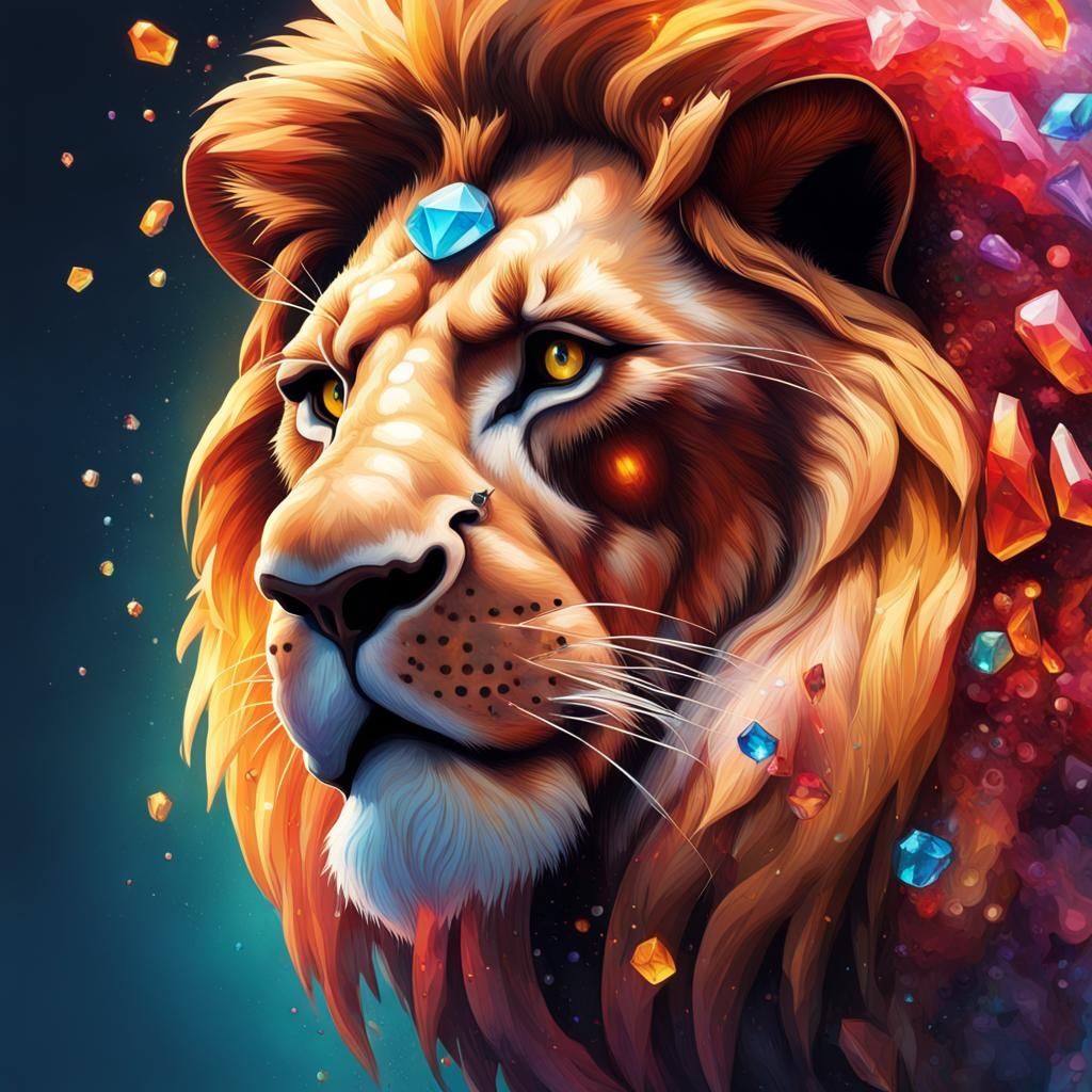 lion made up with gems - AI Generated Artwork - NightCafe Creator