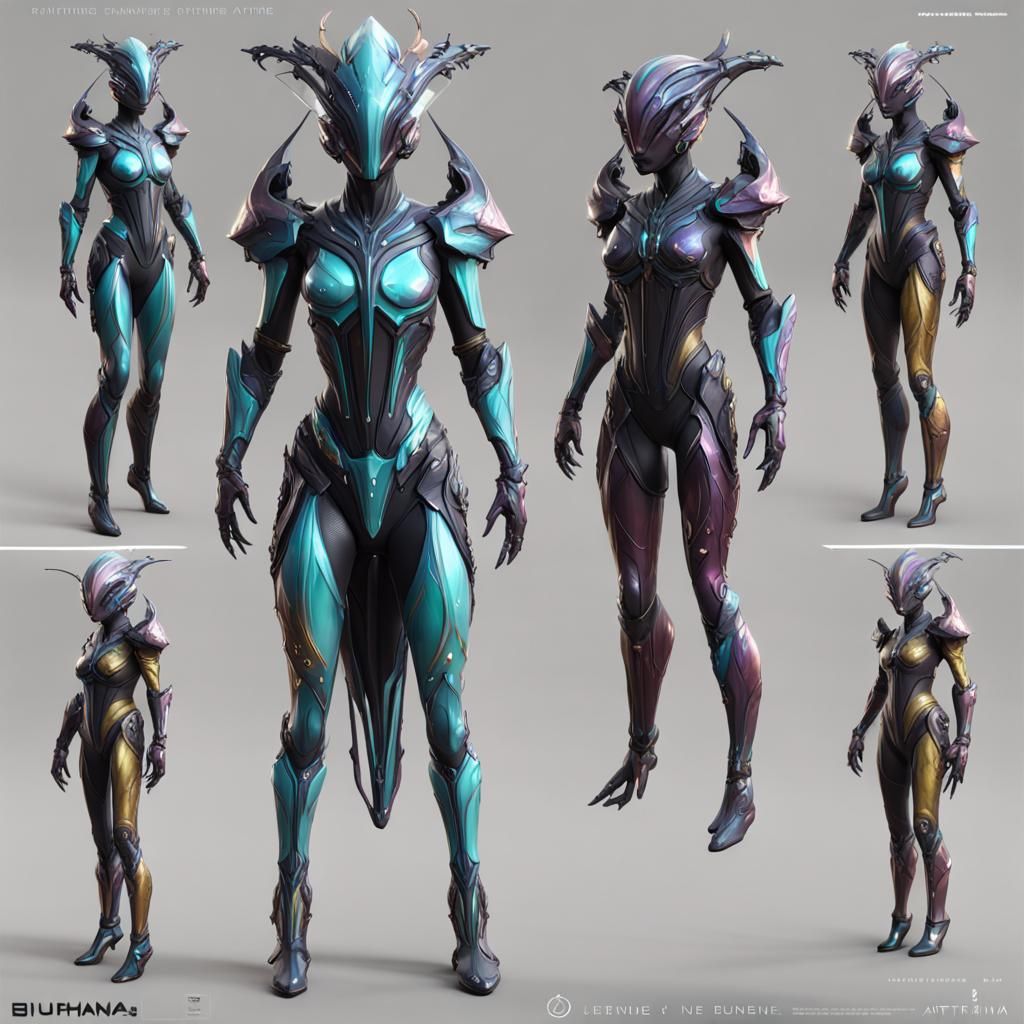 Biohumanoid anthem javelin warframe style feminine full body insectoid ...