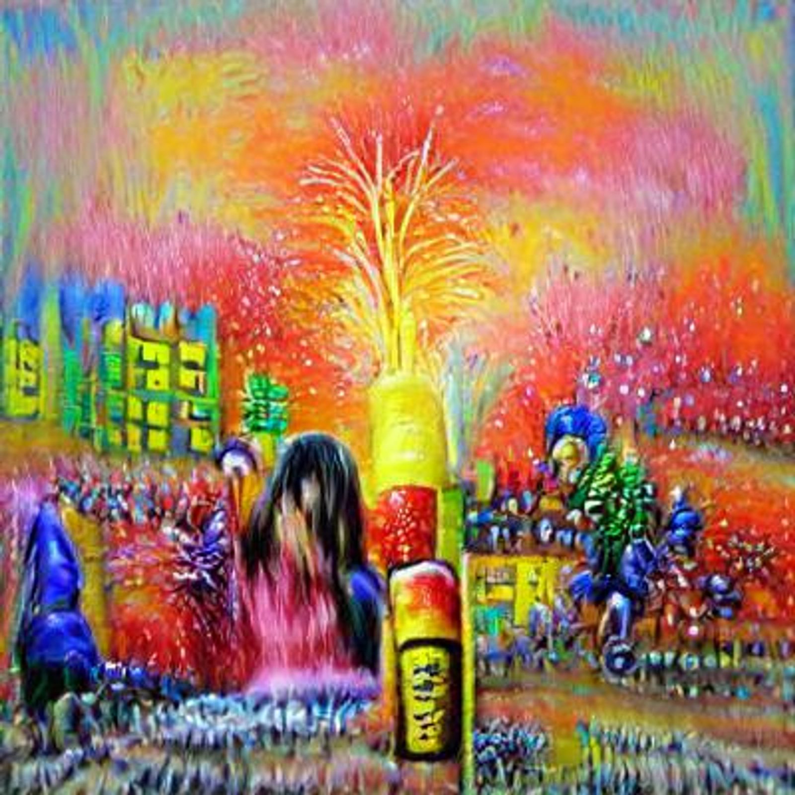firework blast colorful happy joy new year night AI Generated Artwork