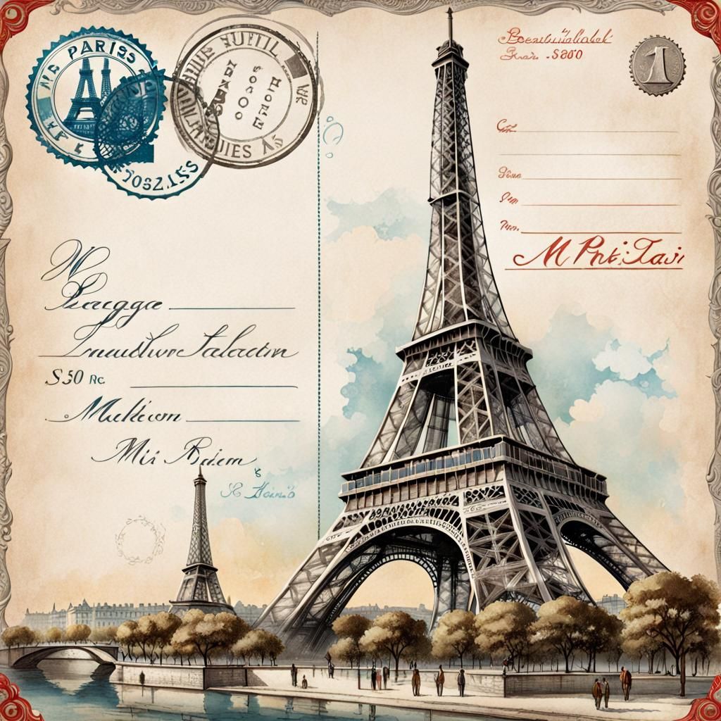 A very old Vintage Postcard from Paris  by @Vixsin