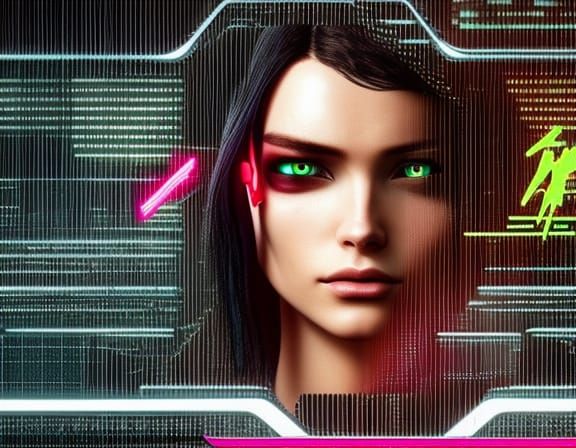 Cyberpunk Woman in Neon City