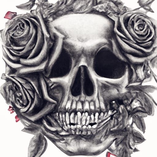 skull with vines and roses - AI Generated Artwork - NightCafe Creator