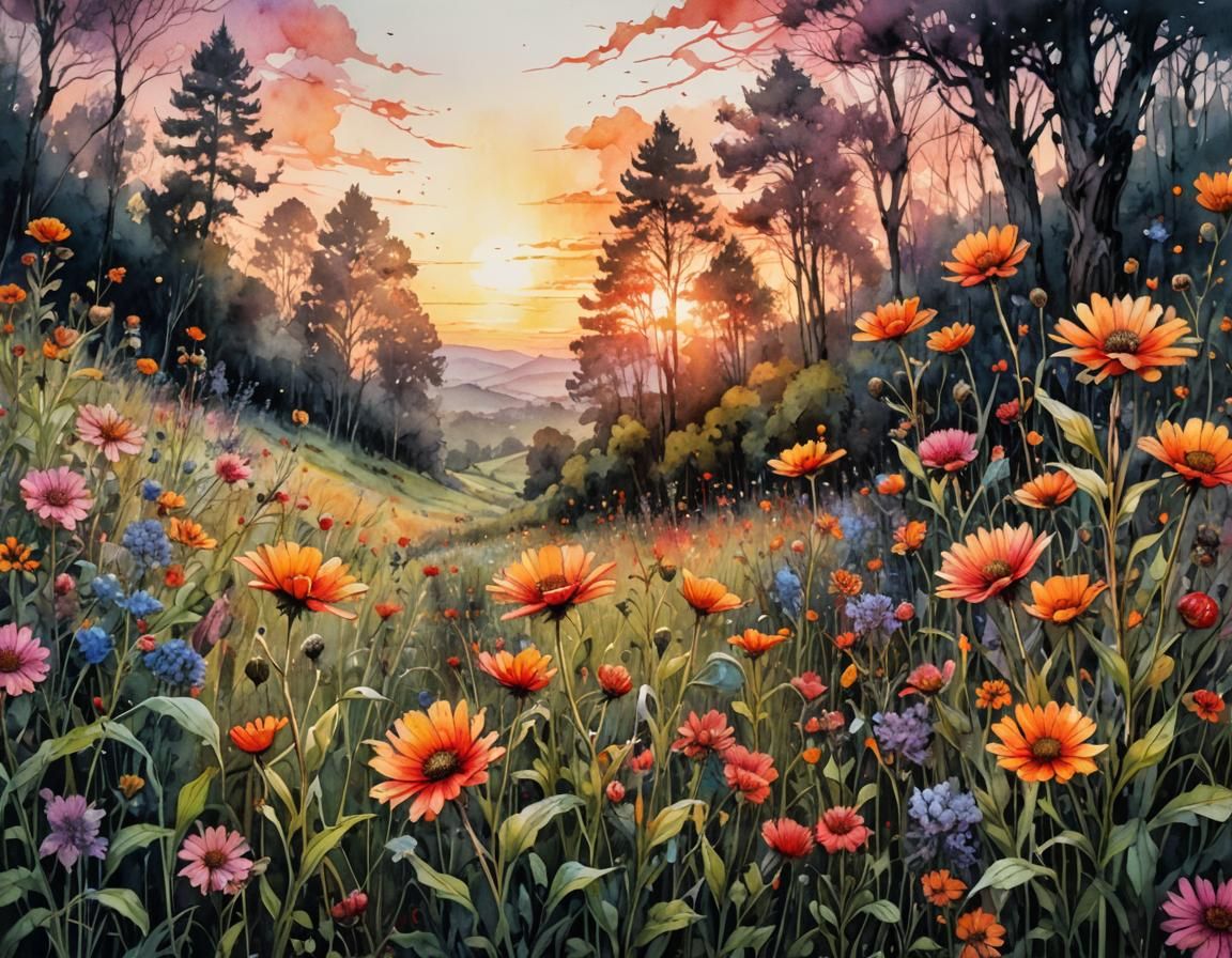 Summer Flowers at Sunset  by @SHE