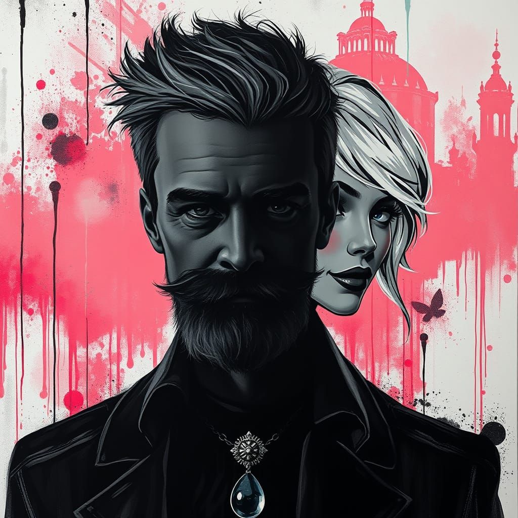 Melancholic Neo-Surrealist Punk God in Black and White